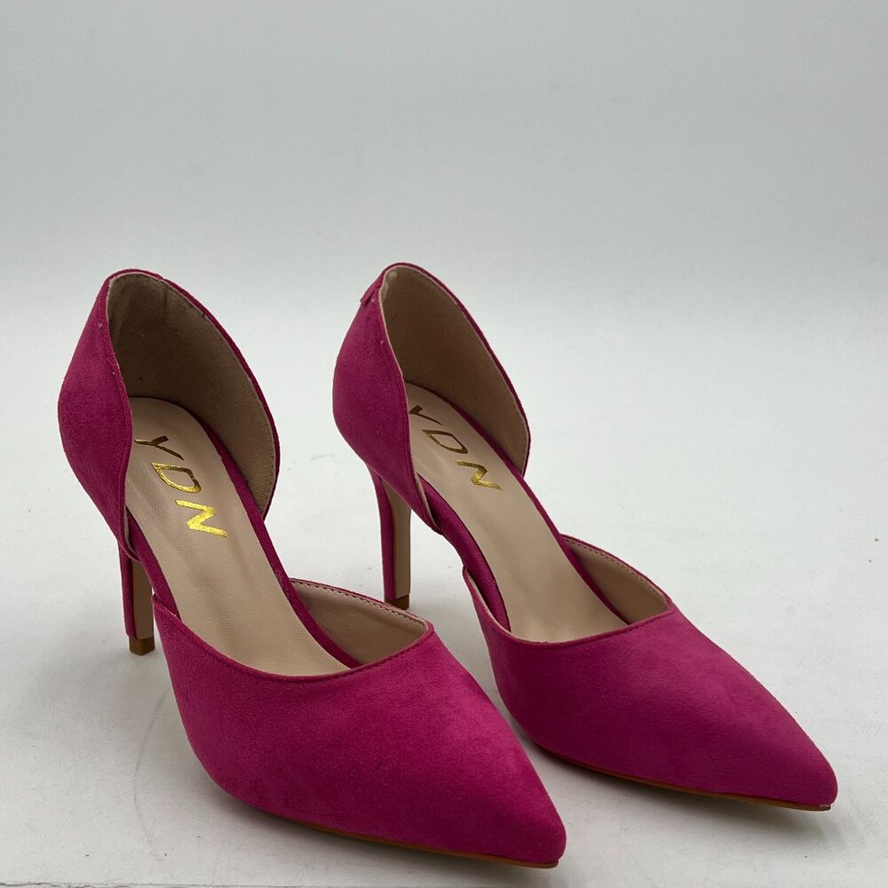 YDN Women Classic Mid Heels D'Orsay Pumps Suede Pointed Toe Slip On Dressy